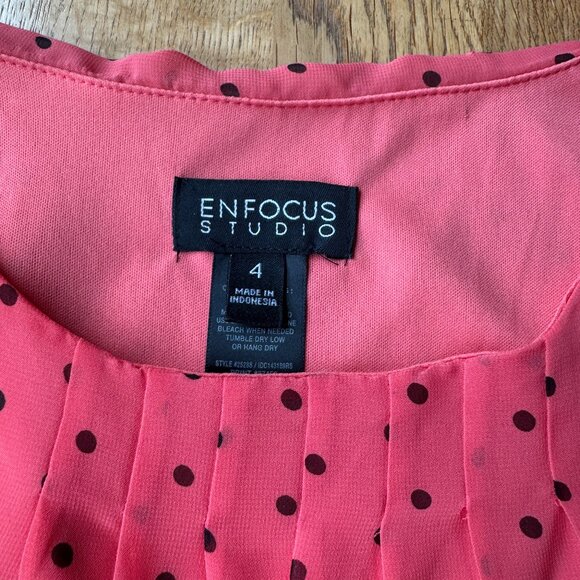 Enfocus Studio Two Toned Dress Coral Black Career Size 4 - Picture 2 of 6